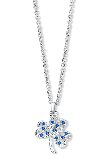 Shamrock Pendant with Sapphire Blue Crystal