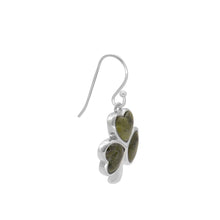 Load image into Gallery viewer, Connemara Marble Inlaid Shamrock Silver Earrings