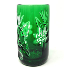 NEW! Emerald Green Shamrock Stemless Champagne Glass - Pair - Slightly Imperfect